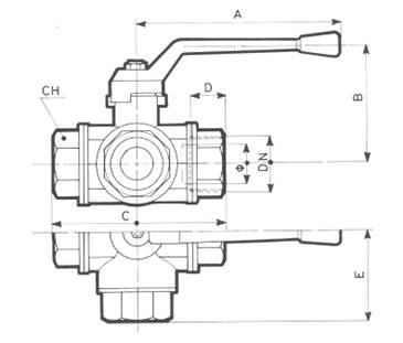 Ball valves, 3-way-type, PN 25