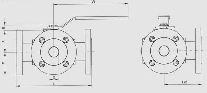 Flanged 3-way-ball valves PN 16