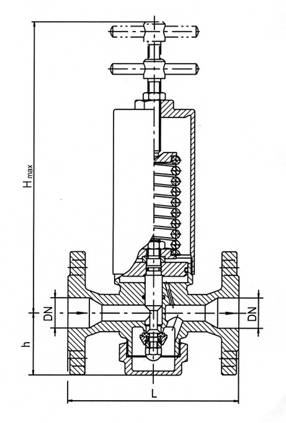 Pressure reducing valve, springloaded