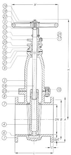 Gate valves acc. to JIS 10 K (F-7364)